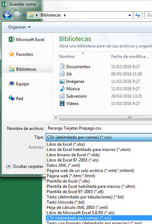 Guardar el excel en formato