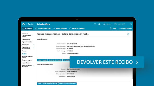Devolver un recibo en CaixaBankNow
