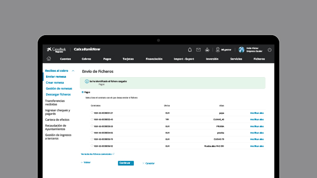 Envía tus ficheros a través de CaixaBankNow
