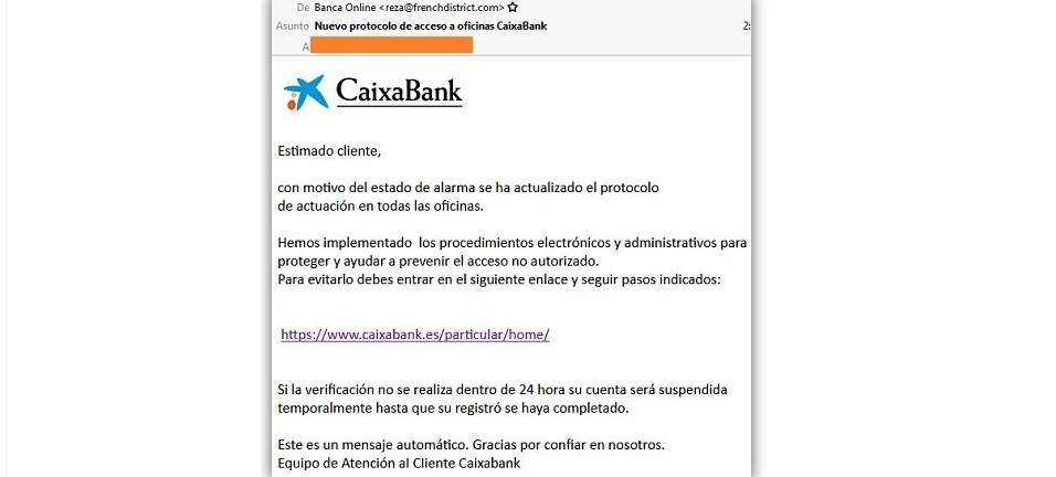adaptada phishing masivo coronavirus clientes - CaixaBank .- Coronavirus, el cebo perfecto de los hackers